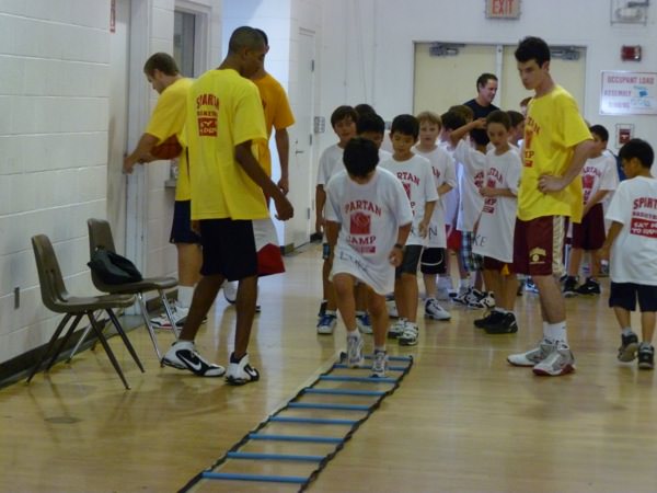 Camp basketball action